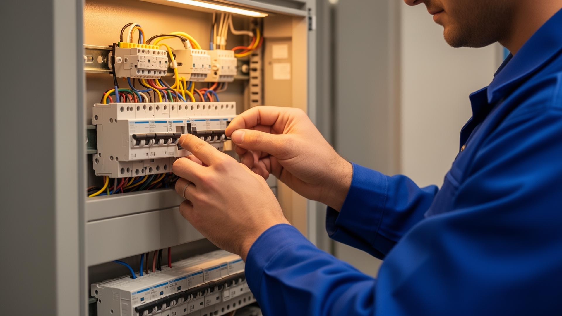 Licensed electrician working on site in Ormeau, Gold Coast
